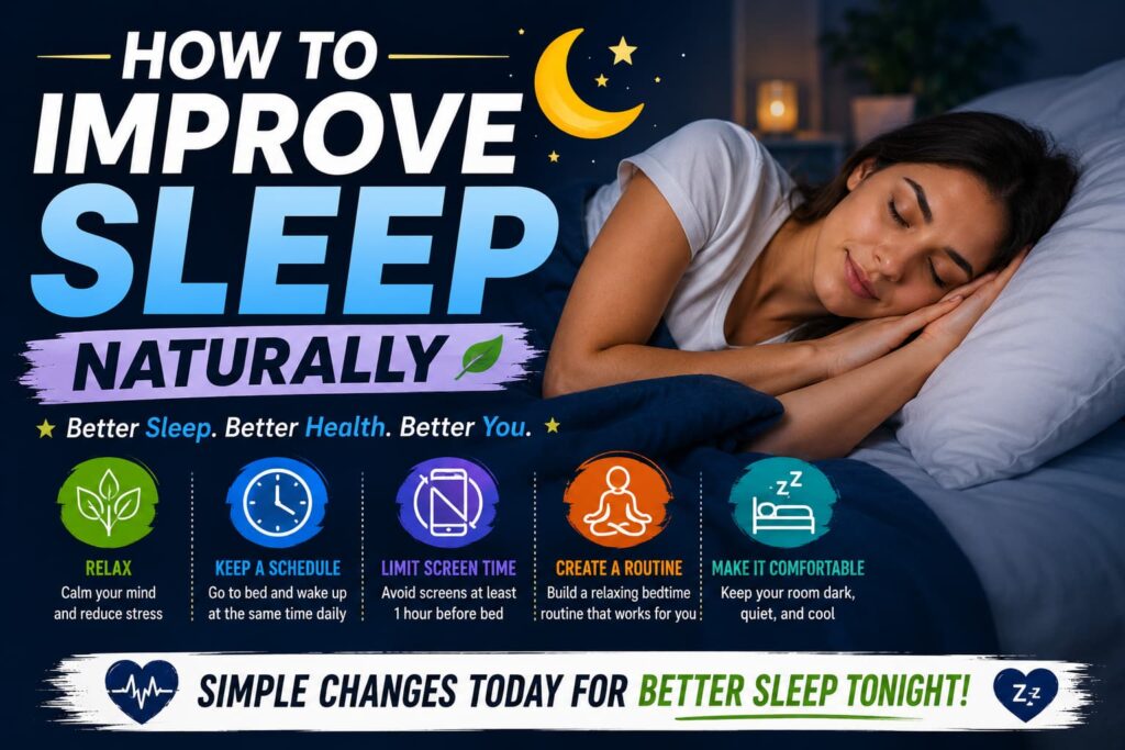 How to improve sleep naturally with simple healthy sleep habits and bedtime routine tips
