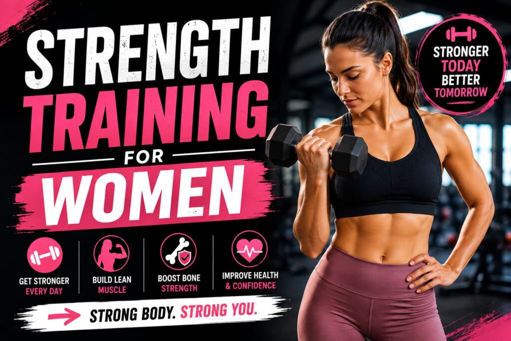 Strength training for women with dumbbell workout and fitness benefits