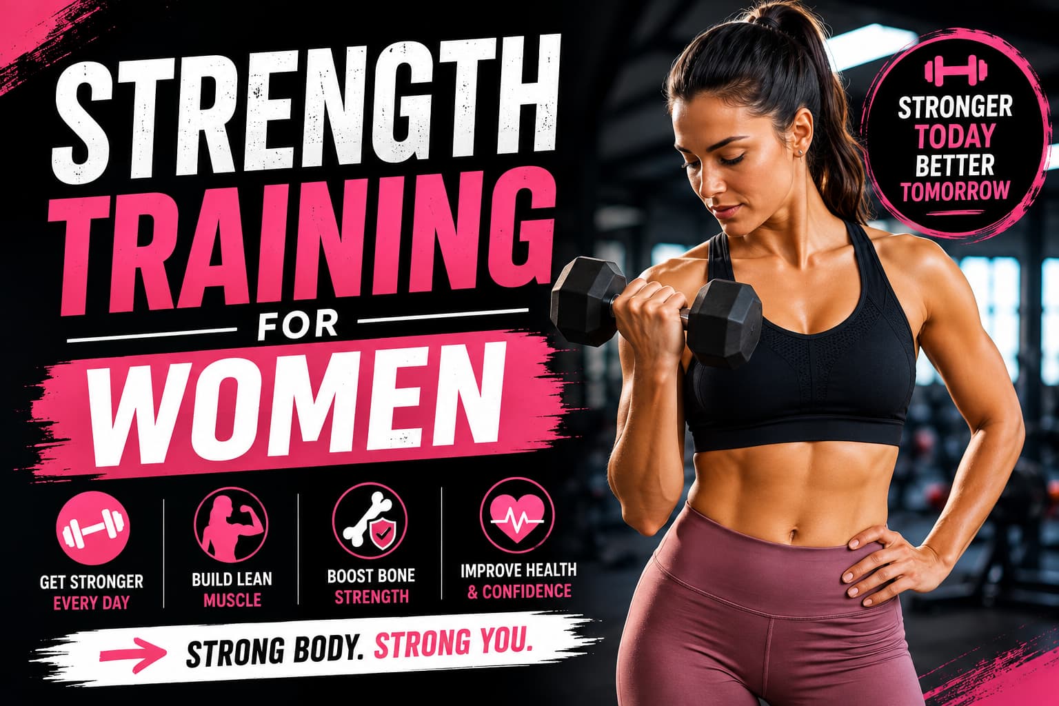 Strength training for women with dumbbell workout and fitness benefits
