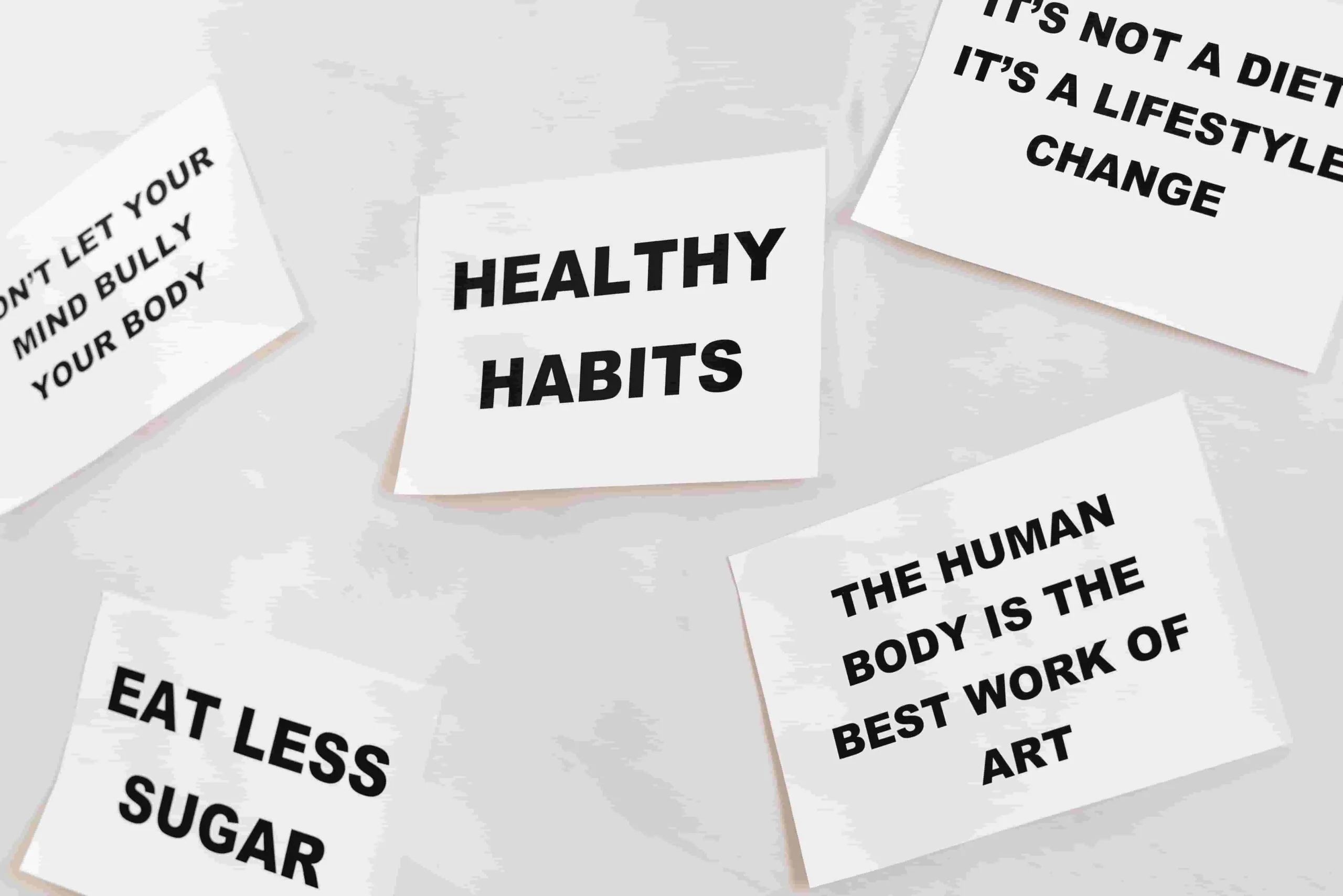 Best healthy habits for everyday life, including nutritious food, drinking water, exercise, good sleep, and stress management.